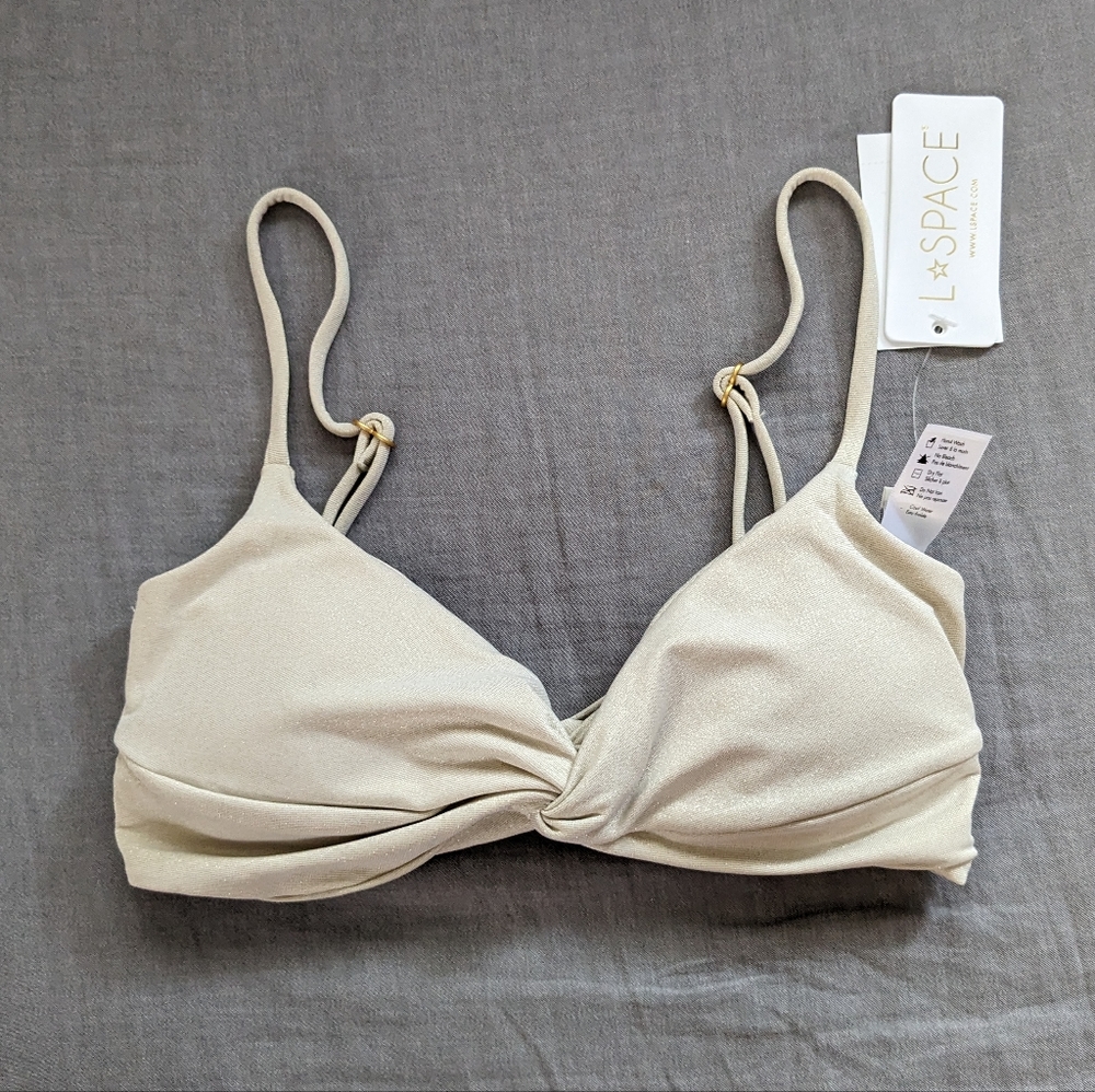 L*Space Ringo Bikini Top Shimmer Bone Cream